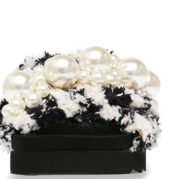 STEVE MADDEN Tweed Fringe Pearl Slides Sandals Shoes 5 5.5 7 7.5 NWT HOST PICK - Picture 12 of 14